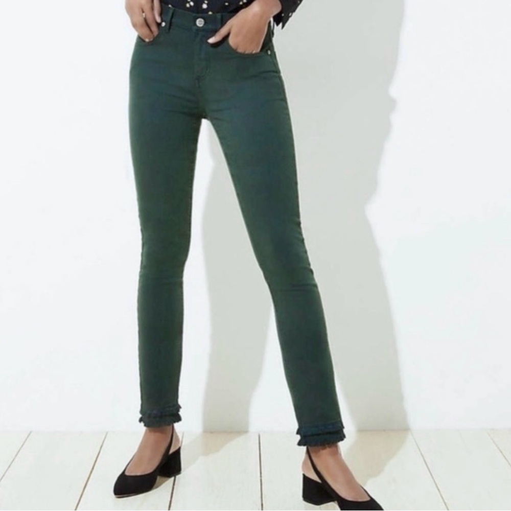 LOFT Raw Hem Teal Jeans
